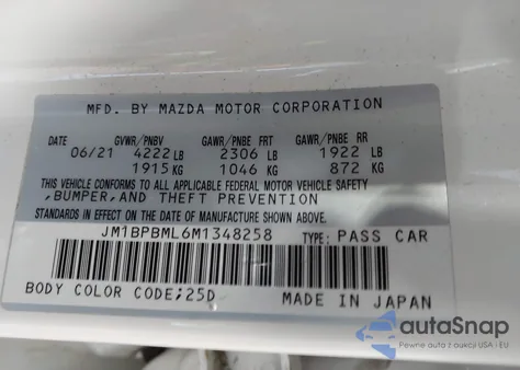 2021 Mazda Mazda3 Hatchback Premium from USA, damaged, VIN JM1BPBML6M1348258